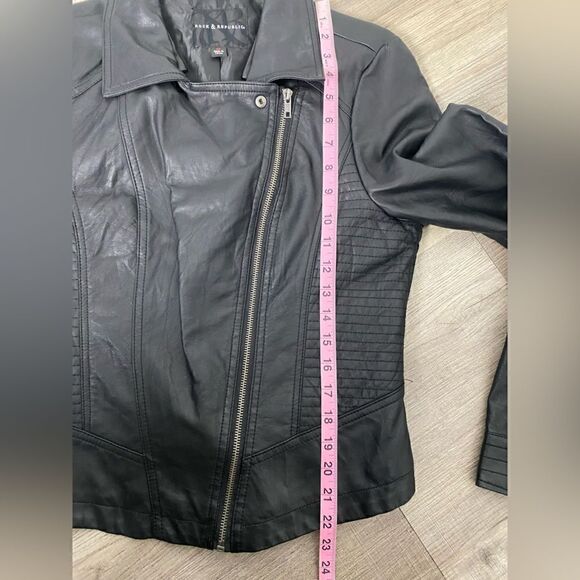 ROCK & REPUBLIC | Black Faux Leather Moto Jacket Size Medium - Picture 7 of 8